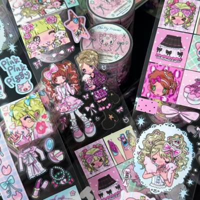 鸟鸟一The Pig Princess韩国贴纸卷分装猪猪国公主亚萌风少女手帐