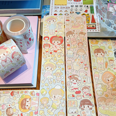 COMO士多原创春春山山水果蔬菜手帐胶带小女孩日常装饰可爱贴纸卷