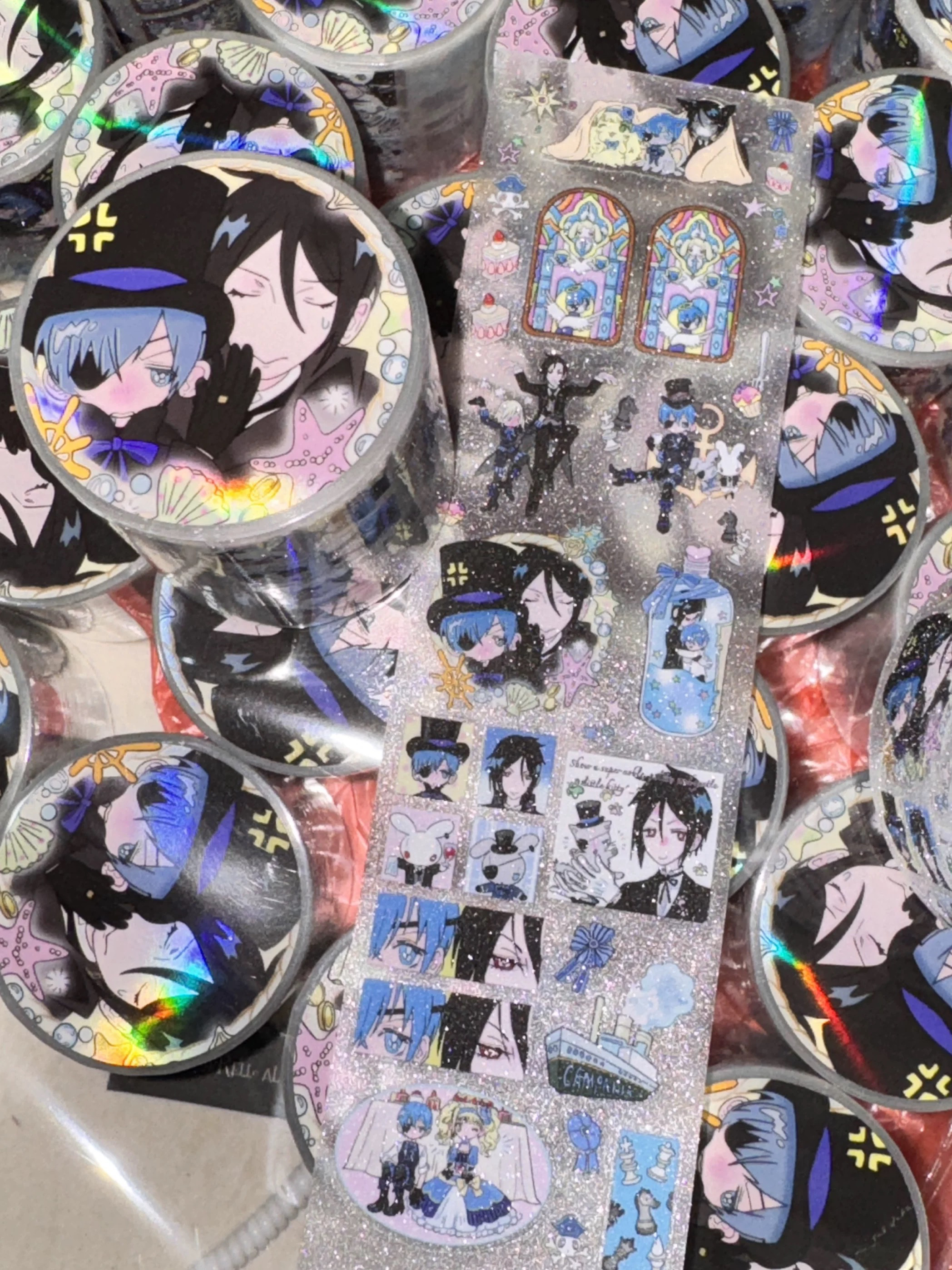 鸟鸟一原创黑执事同人贴纸分装贴纸卷邮轮柄啵酱&塞巴斯&伊丽莎白