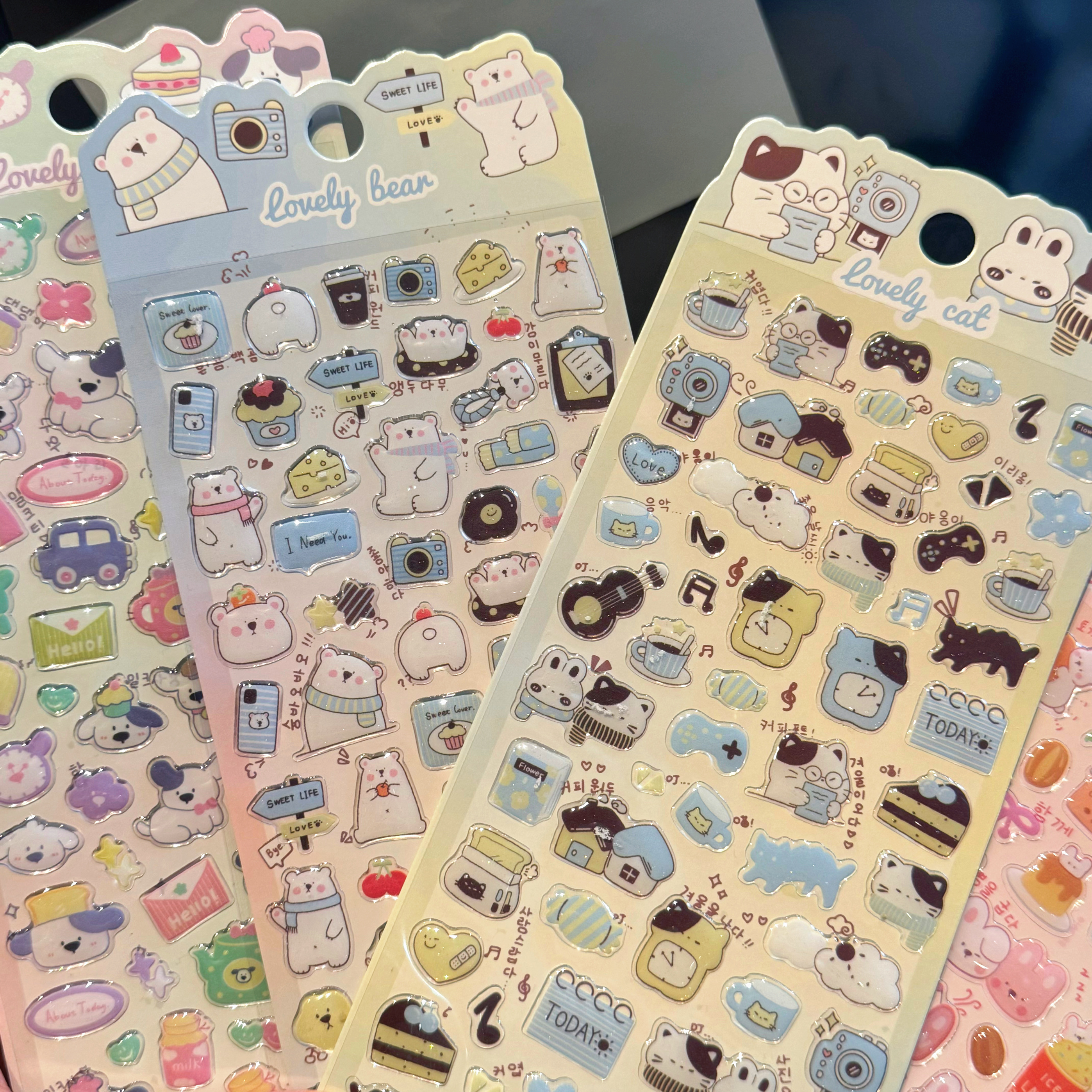 猫咪日常快乐水晶滴胶贴纸可爱动物手帐装饰素材贴纸diy立体贴画