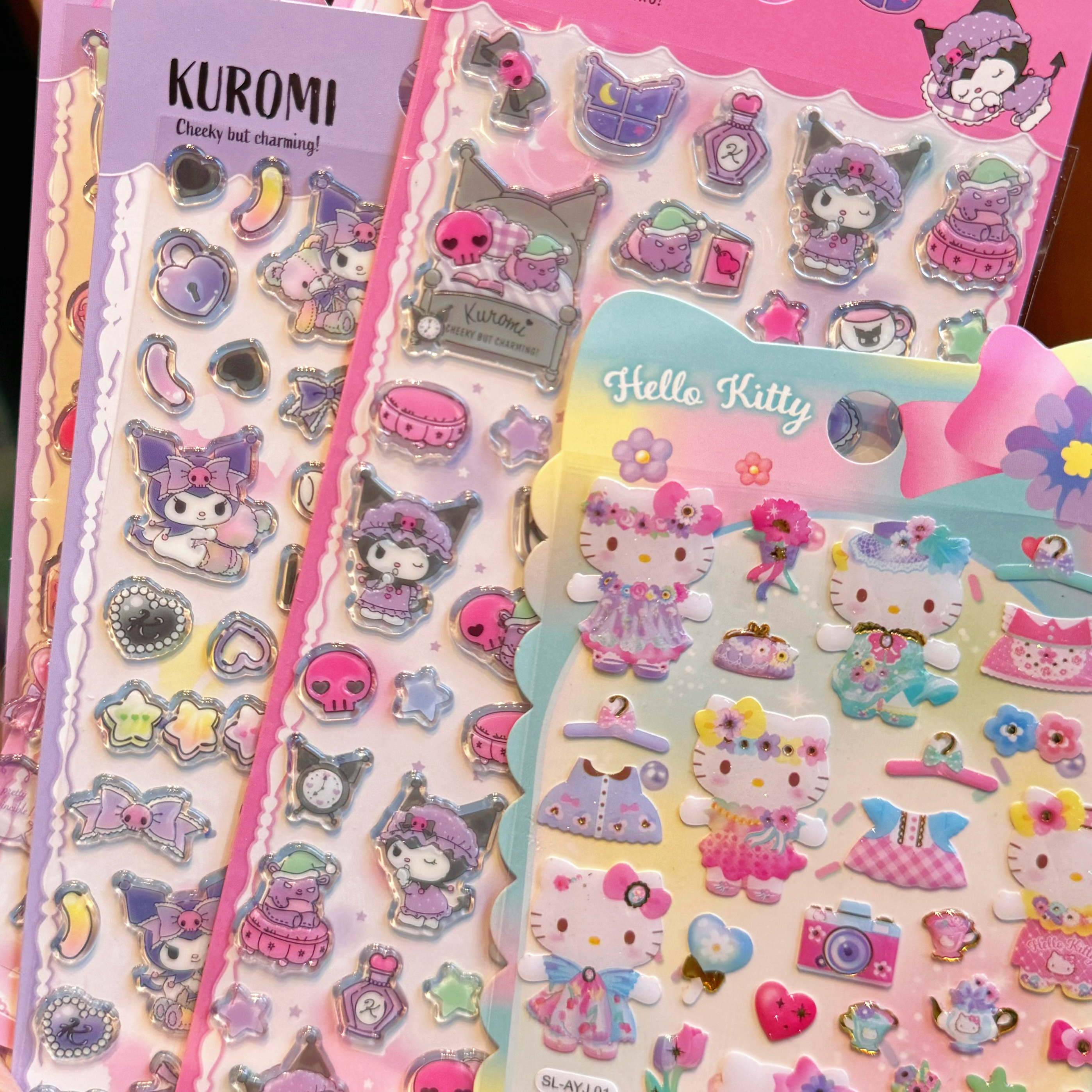 正版三丽鸥库洛米立体水晶贴纸可爱卡通KT猫学生儿童手账装饰贴画