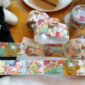 奥莉蛙原创褪色回忆标签贴格子切膜贴纸卷复古女孩手帐diy素材