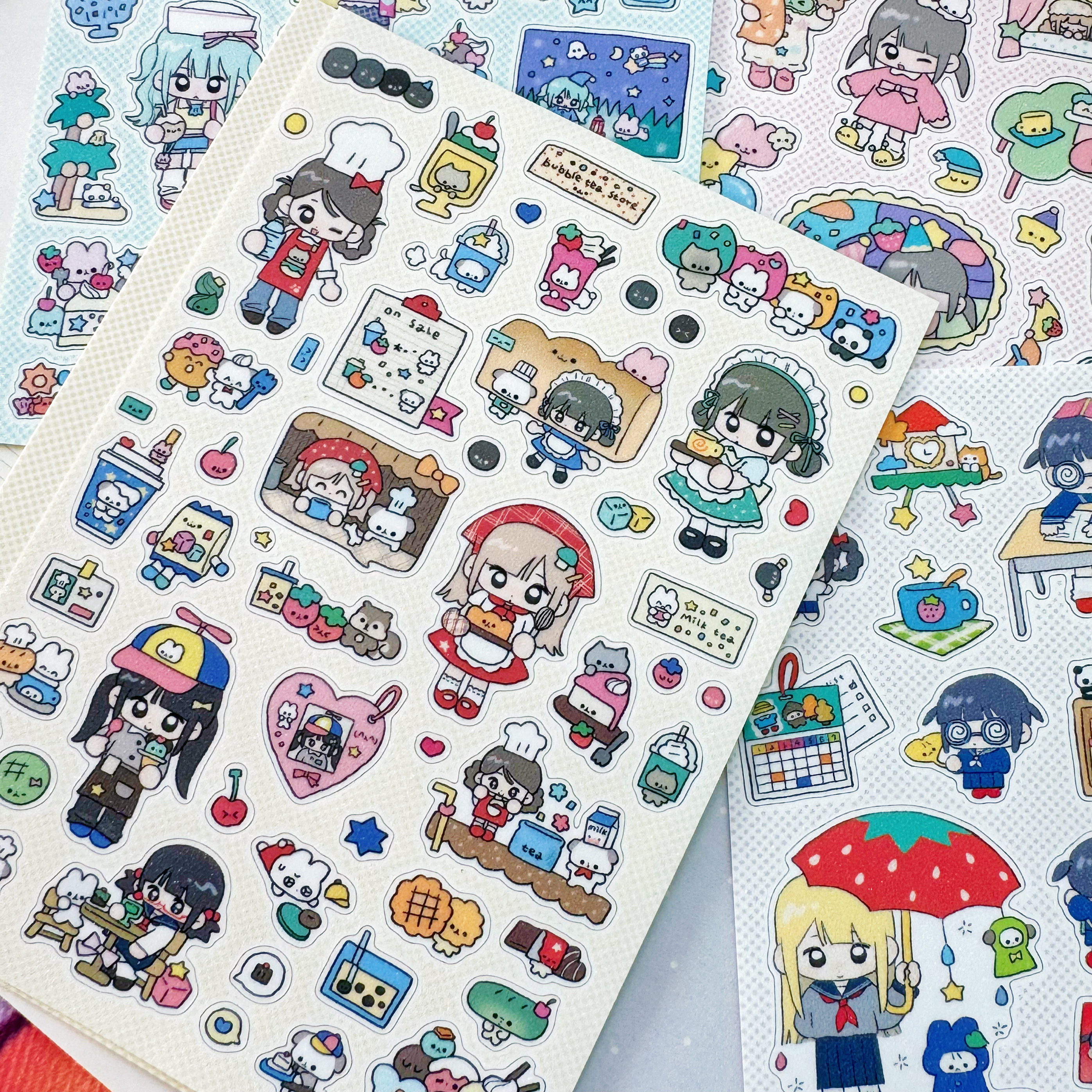 辣子星原创可爱来袭卡通小女孩手账贴纸萌系手帐小人贴画装饰