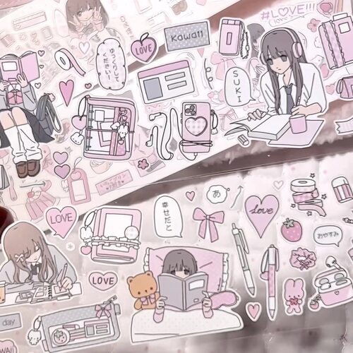分装 草莓烟原创猫咪qq人可爱甜点食物切模胶带女孩生活日常贴纸
