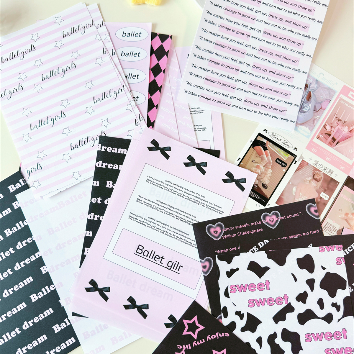 芭蕾风素材手账纸30张入