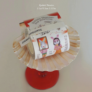 野椰水失序剧场贴纸卷分装兔子入侵舞台剧怪诞复古手帐装饰素材