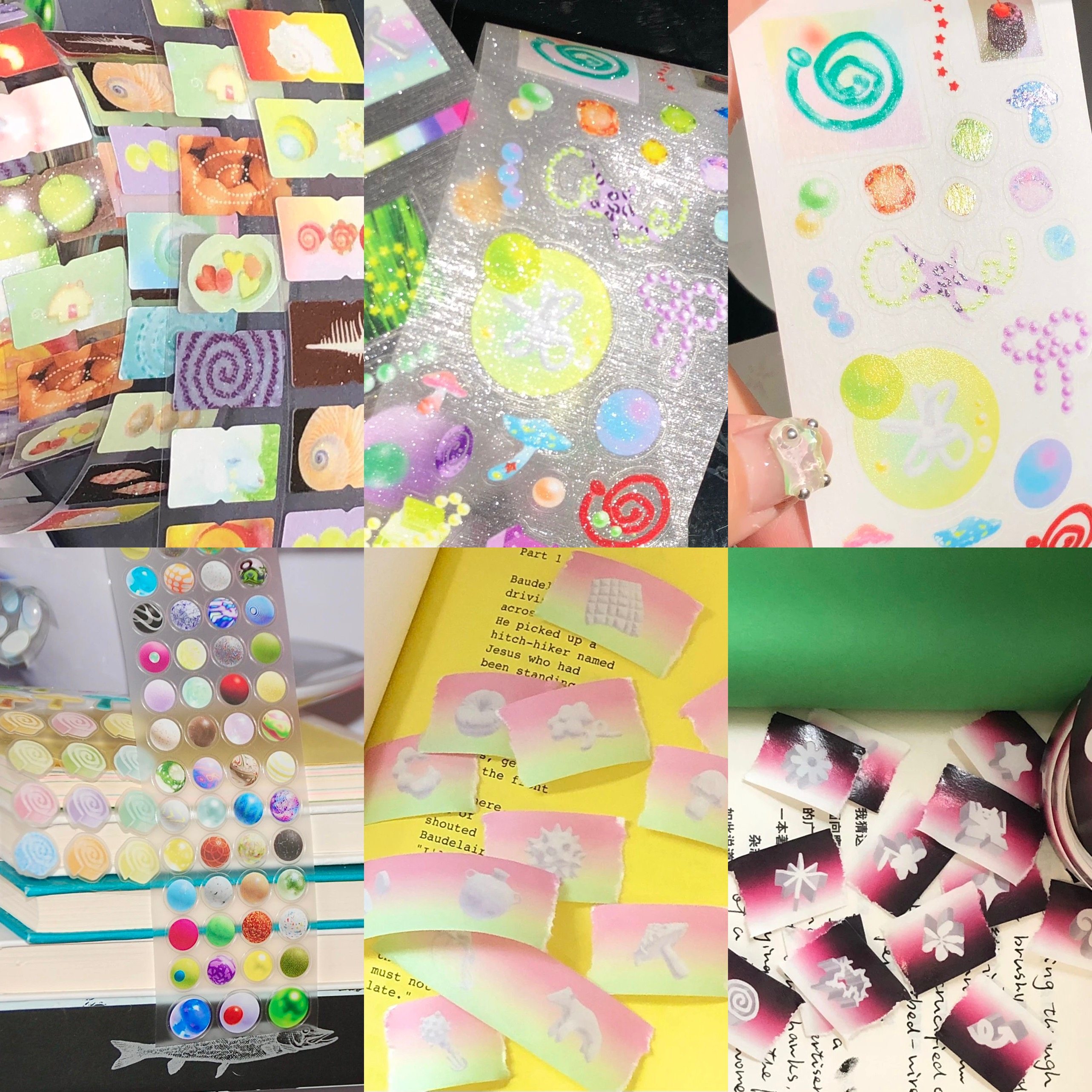 Freewill 分装原创球球圆点创意怪诞盐系手帐装饰素材闪闪标签贴