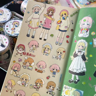 星之集分装料理小厨房贴纸卷可爱Q版人物做饭日常元素手账素材