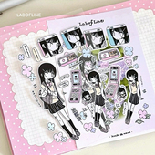 饰手帐素材 饰贴纸电子像素可爱胶带装 线条研究室可爱二次元 装