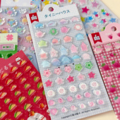 Deco装 饰滴胶立体贴纸3D透明小房子花朵星星四叶草贴纸手帐素材