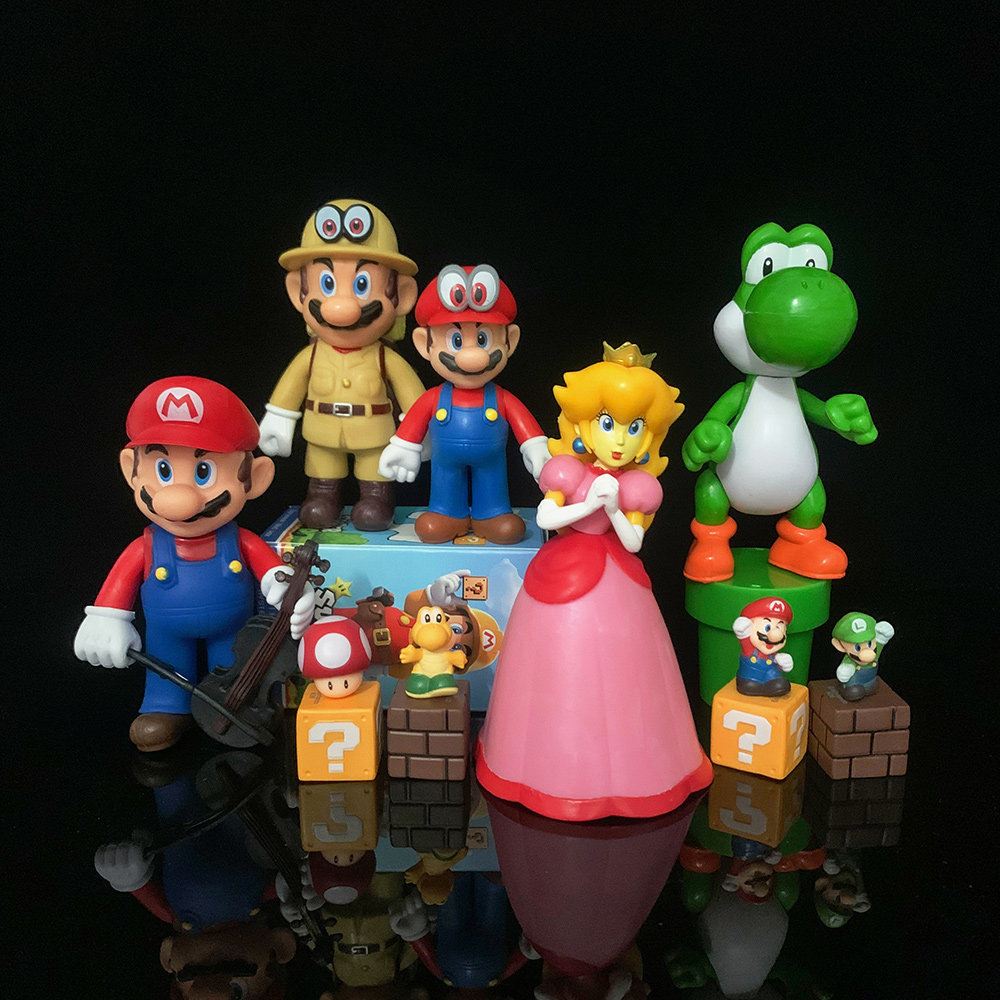 超级玛丽马里奥路易兄弟摆件库巴耀西大猩猩毒白蘑菇手办模型玩具