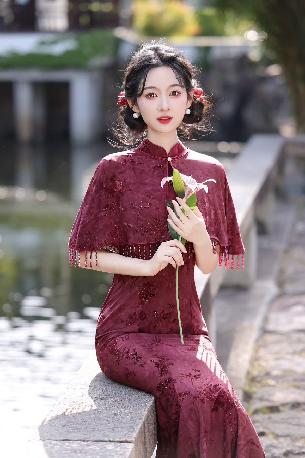 开门红战袍2026新款复古出阁订婚敬酒服新娘回门绿色中式连衣裙图片