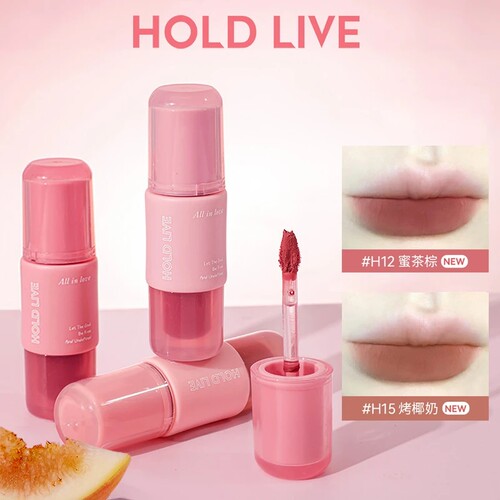HOLDLIVE小粉冻唇釉雾面哑光口红秋冬粉色唇泥显白学生素颜平价款