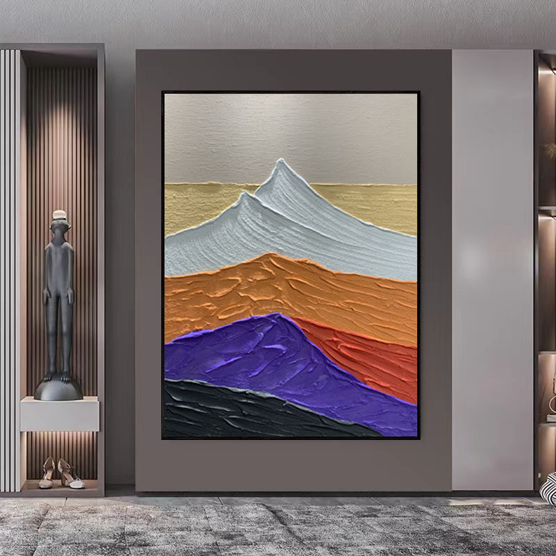 原创客厅现代简约靠山玄关沙发背景墙装饰画手绘抽象厚油刀画挂画