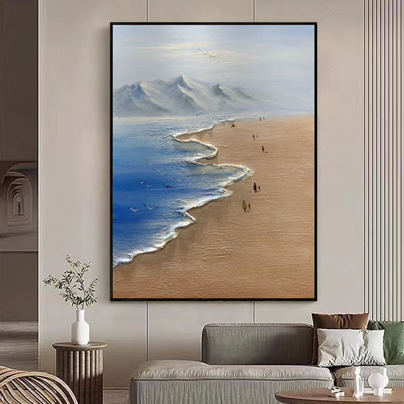原创客厅装饰画现代沙发背景墙挂画手绘抽象风景厚油刀画立体壁画