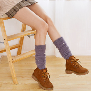 堆堆袜毛绒绒小腿套小腿肚靴套护脚脖鞋套护脚踝短筒袜套秋冬保暖