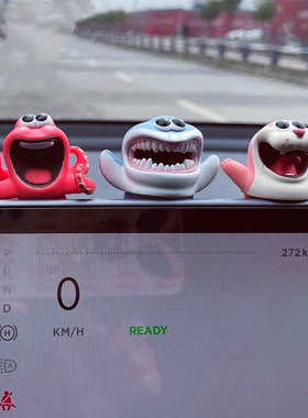 汽车摆件Model3YS特斯拉中控屏幕车载可爱公仔车内装饰品树脂玩偶