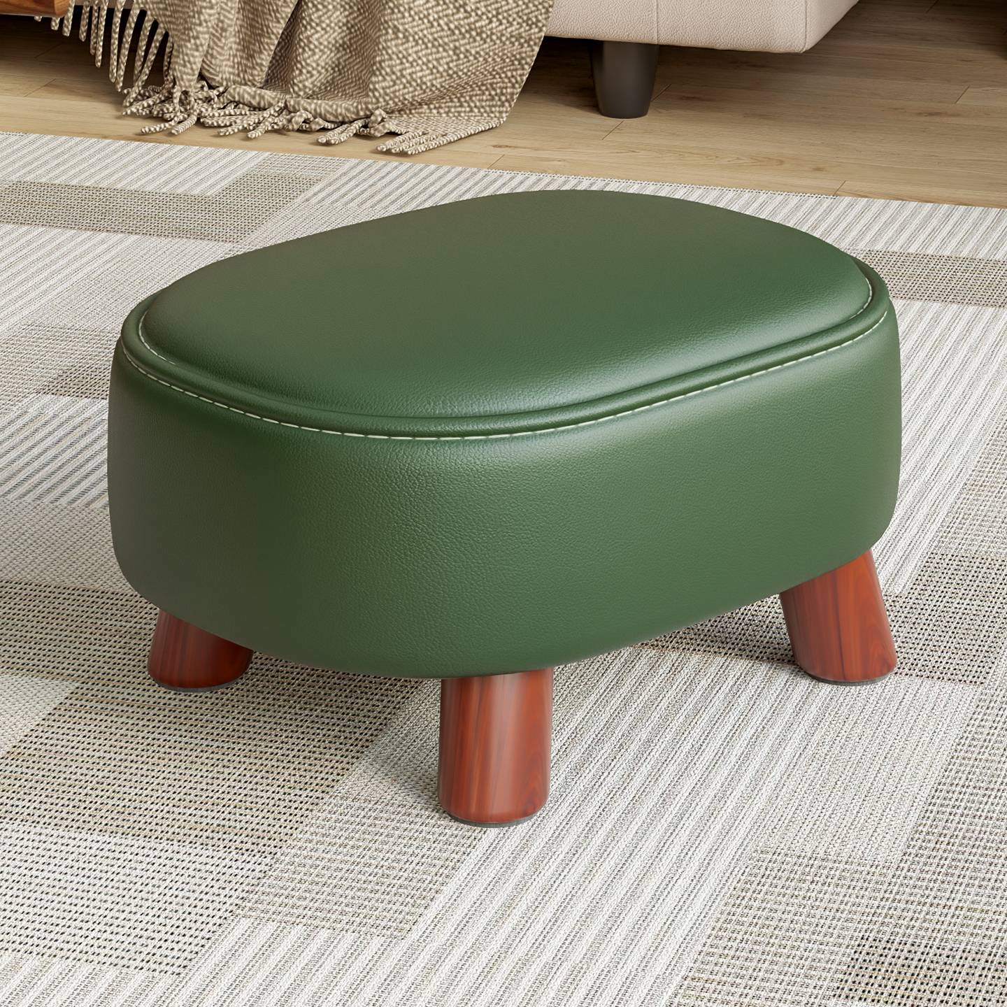 客厅茶几沙发凳儿童坐凳软包板凳墩子小凳子家用实木矮凳换鞋凳