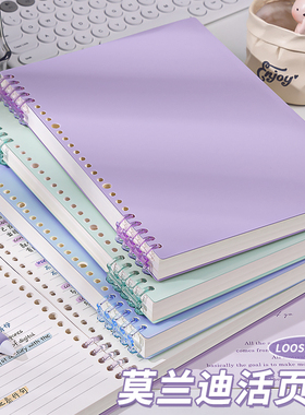 B5莫兰迪不硌手活页本可拆卸线圈笔记本本子a4初中生专用记事纸a5高中生专用可拆环扣网格本大学生考研日记本