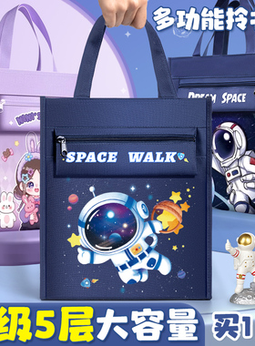 补习袋手提袋拎书袋小学生用男孩女童书包文件袋帆布美术袋补习班作业文件试卷袋收纳袋儿童学习补课包定制款