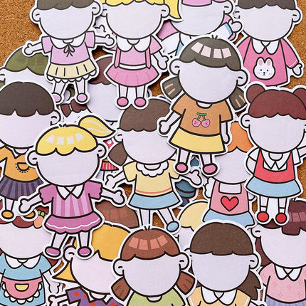 幼儿园签到表情自画像贴纸男孩女孩手帐贴画班级文化墙装饰自粘