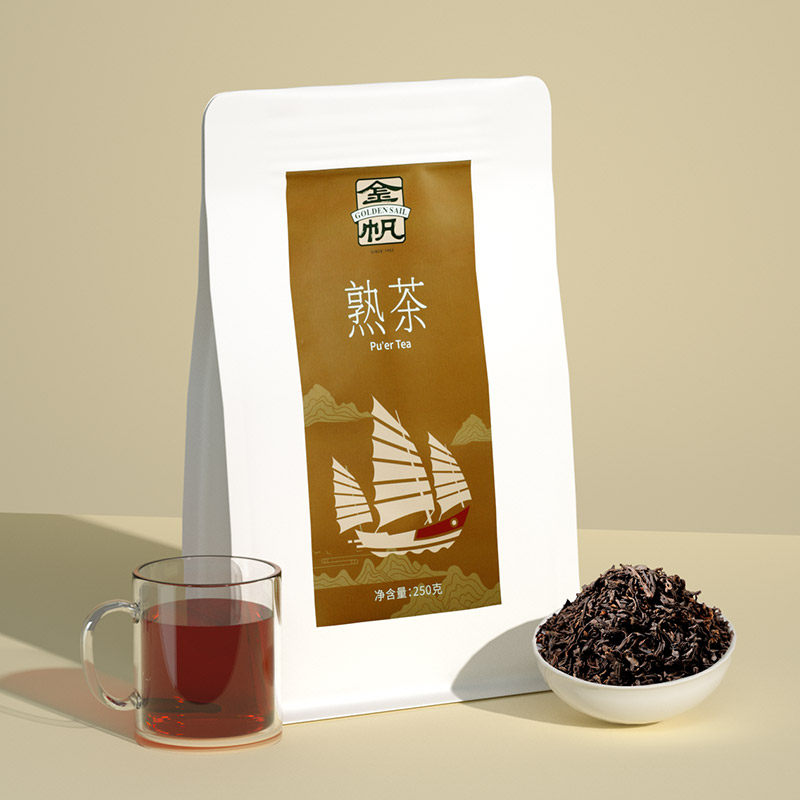 金帆牌普洱熟茶工艺袋装250g耐泡回甘甜润生津,茶,普洱,淘宝优惠券,粉丝福利购,淘宝优惠卷