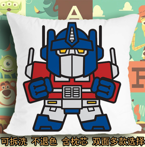 变形金刚擎天柱汽车人霸天虎坐垫座垫软垫抱枕头毛绒靠垫子