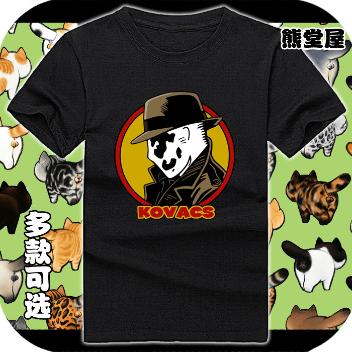 守望者前传罗夏墨迹直筒宽松圆领全纯棉半短袖t恤衫上衣服