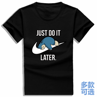 半袖 t恤衫 LATER卡比兽拖延症全棉短袖 口袋妖怪哆啦A梦JUST