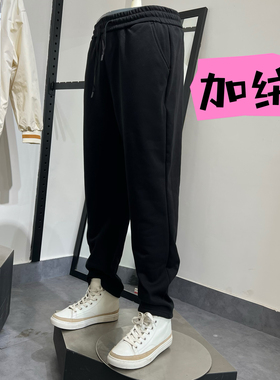 jj男士秋冬纯棉加绒加厚保暖运动休闲宽松阔腿直筒卫裤长裤