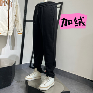 jj男士秋冬纯棉加绒加厚保暖运动休闲宽松阔腿直筒卫裤长裤
