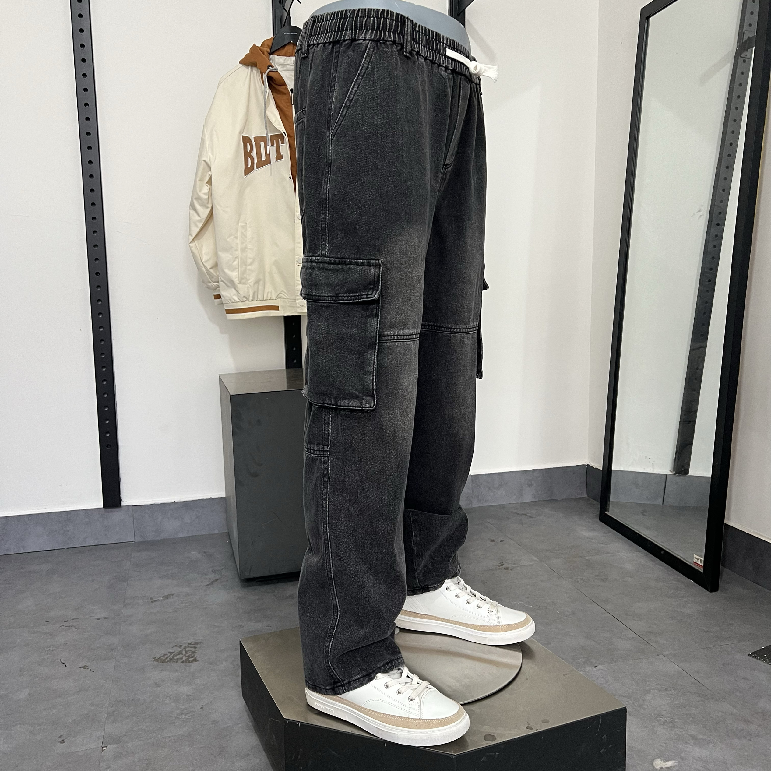 jj美式工装牛仔裤男款秋冬男生直筒高街痞帅多口袋休闲长裤