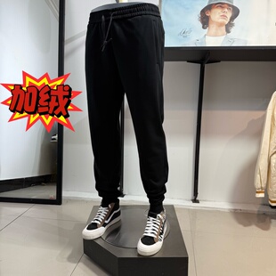 jj男士秋冬纯棉加绒加厚卫裤宽松休闲百搭潮流束脚运动裤长裤