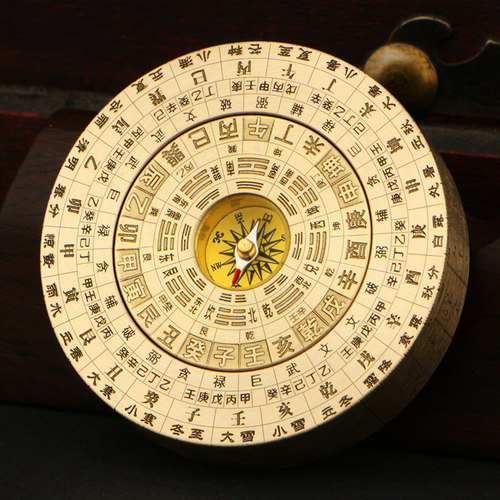 再唐指南针风水罗盘指尖陀螺罗经太极八卦周易64卦解压玩具纯黄铜