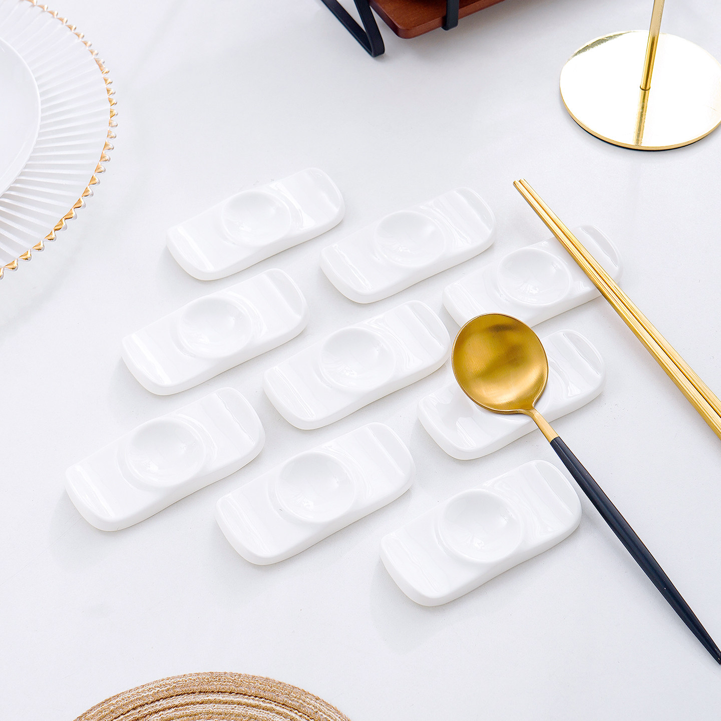 4个骨瓷家用筷架勺托酒店公筷架