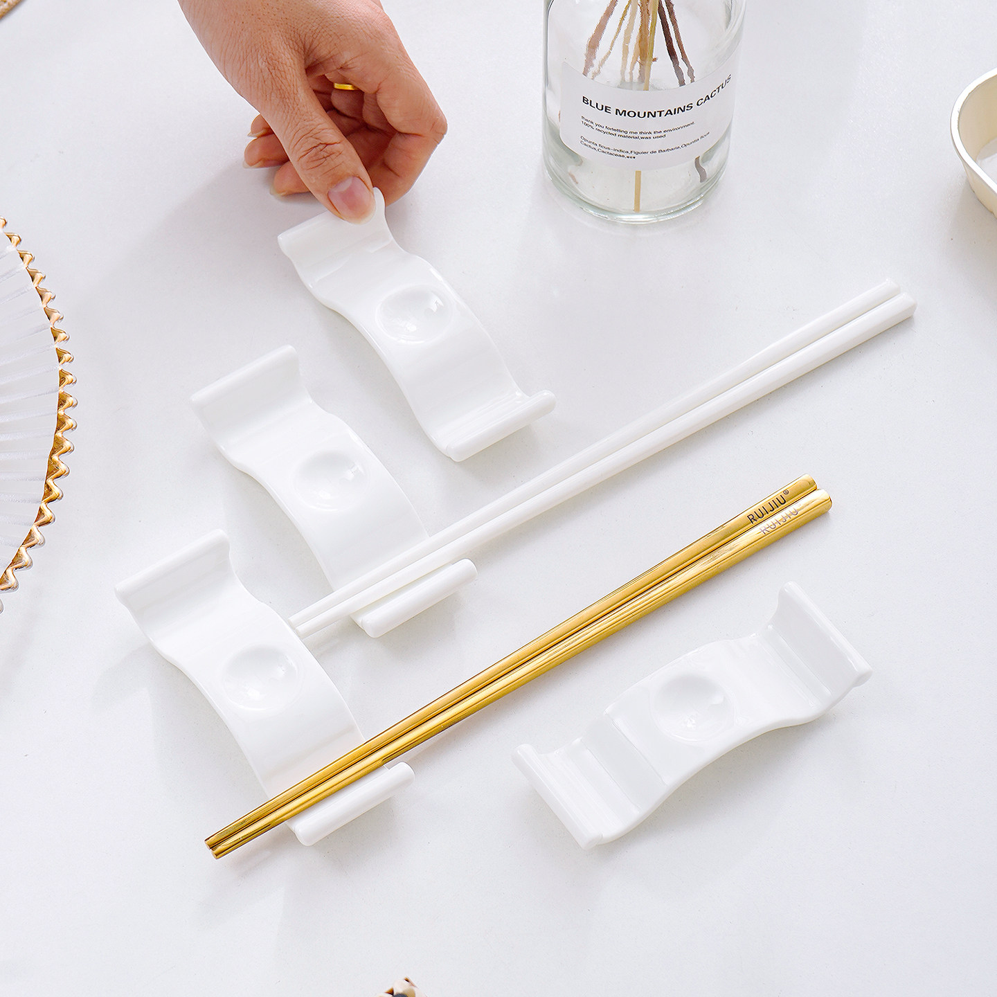 家用创意双人筷架勺托双人公筷架