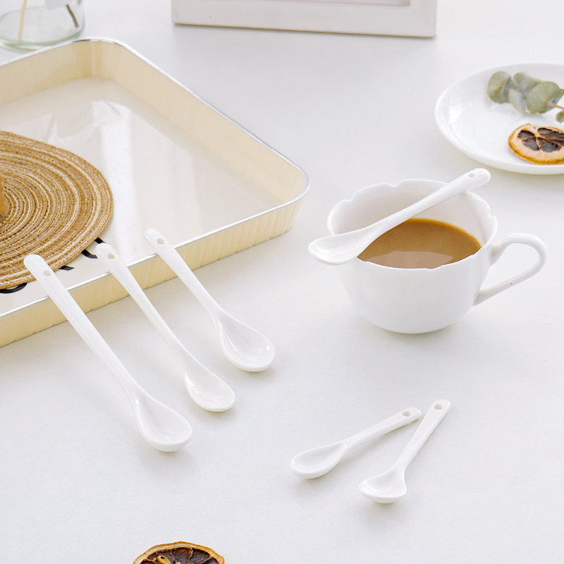 4个咖啡勺陶瓷家用描金搅拌勺