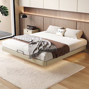 政府补贴佐尔适意式极简无床头皮床现代简约悬浮床主卧软包双人床