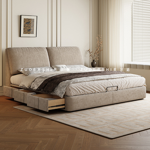 政府补贴佐尔适布艺床现代简约大象耳朵床意式覆古收纳储物双人床