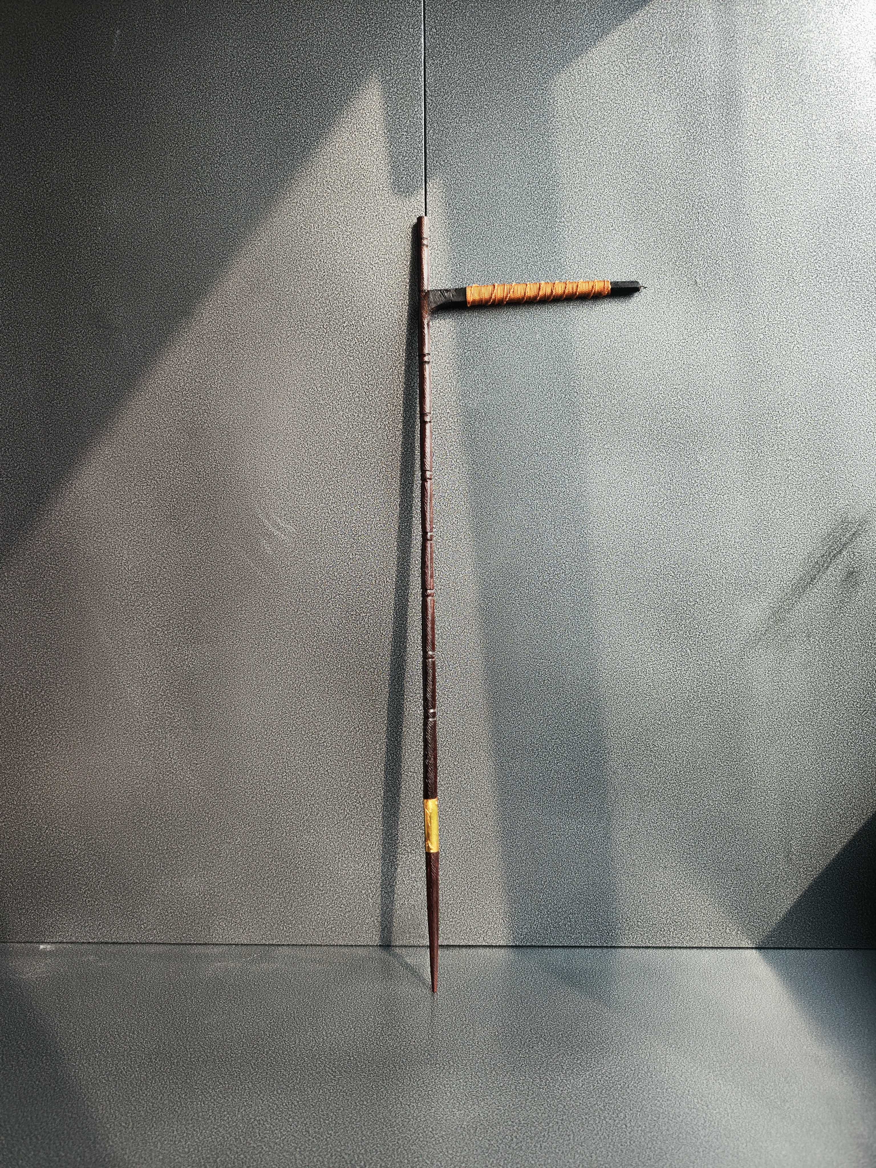 紫檀乌木架拐鸟站架子铜镶木手工雕刻竹节后接非本长带木戳子全套