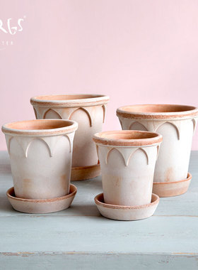 青野园艺家Bergs花盆伊丽莎白陶土盆宝格仕手工陶盆丹麦设计室内