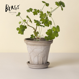 青野园艺家 Bergs 宝格仕 新款叶藏手工陶土花盆丹麦进口家用高级