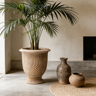 青野deroma帝罗马陶土盆中古风仿古酒杯花盆陶色做旧客厅阳台花盆