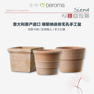 青野DEROMA帝罗马意大利进口手工粗陶北欧复古绿植多肉陶土小花盆