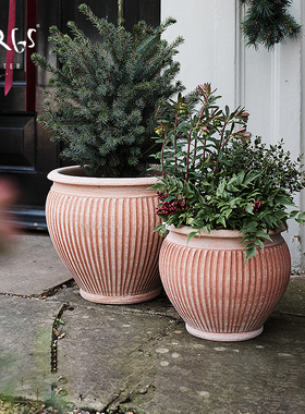 青野园艺家 Bergs 宝格仕 皮娜户外手工陶土花盆丹麦进口家用高级