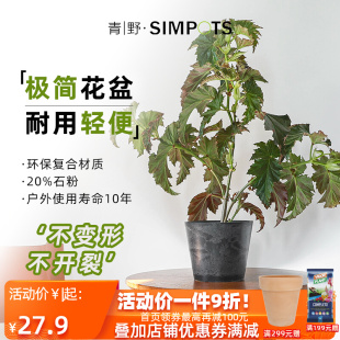 青野花盆树脂多肉盆绿萝仙人球块根水培植物盆栽室内外大小黑胶盆
