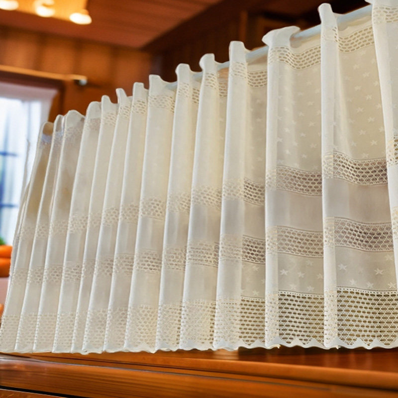 米色蕾丝半帘咖啡帘半帘窗帘飘窗纱帘阳台简约田园卧室橱柜隔断帘