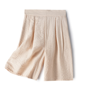 桑蚕丝干丝！女士高腰直筒中裤休闲通勤五分裤真丝夏款宽松西装裤