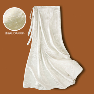 半身裙高腰系带裹身裙女 真丝包臀半身裙2026春夏桑蚕丝提花一片式