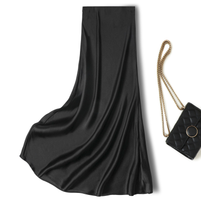 35姆米双面缎重磅奢感桑蚕丝显瘦半身裙女丝滑真丝鱼尾包臀裙黑色